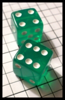 Dice : Dice - 6D - SKC Translucent Squared Green with White Pips - SK Collection but Nov 2010
